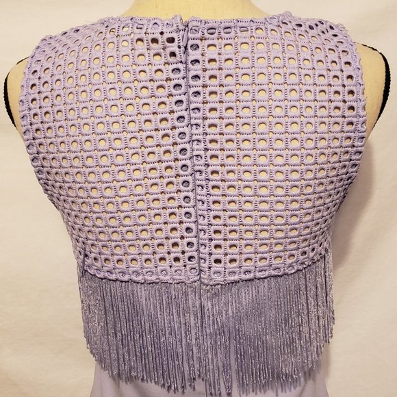 Gianni Bini Lavender Sleeveless Fringe Dress Lavender Medium M - Picture 3 of 7